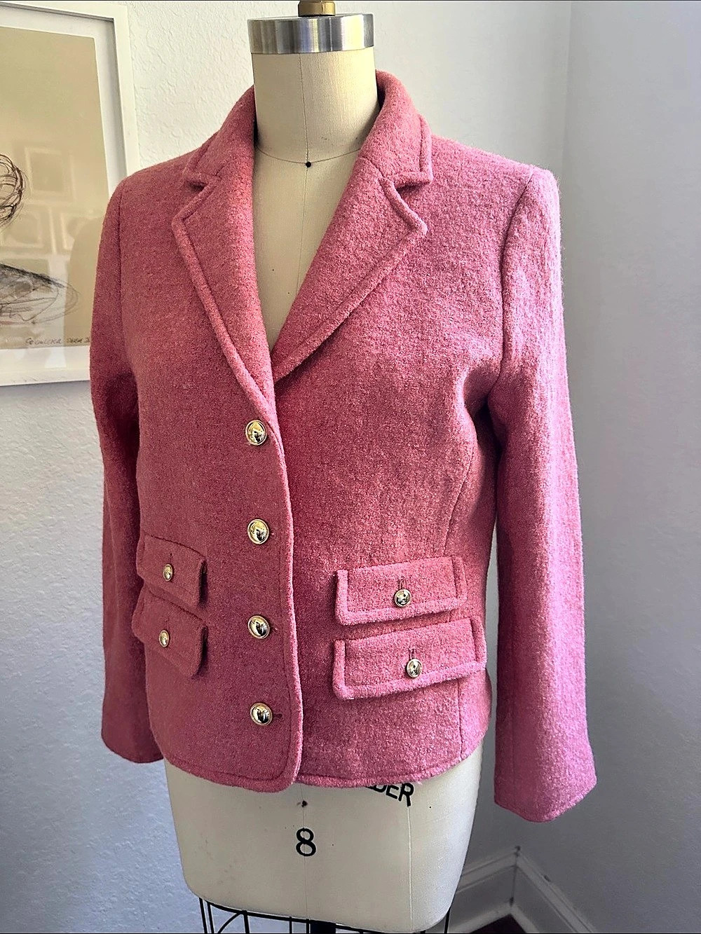 Talbots Pink Wool Blend Blazer Size 8 NWT